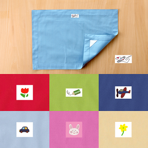 ランチョンマット  ランチクロス 額縁  縦32cm横46cm(32*46) ブルーひこうき 子供・キッズ用 名札(氏名票)つき ネーム 幼稚園・小学校・給食用ナフキン 布製シンプル無地 入園