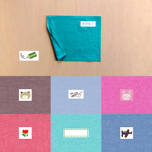 ランチョンマット  ランチクロス  ダンガリー 25×30 ピーコックグリーン鉛筆 子供・キッズ用 小さめ 名札(氏名票)つき ネーム 幼稚園・小学校・給食用ナフキン 布製シンプ