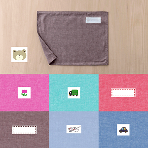 ランチョンマット  ランチクロス  ダンガリー 縦30cm横40cm 茶くま 子供・キッズ用 名札(氏名票)つき ネーム 幼稚園・小学校・給食用ナフキン 裏地あり 布製シンプル無地 入