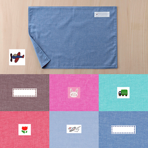 ランチョンマット  ランチクロス  ダンガリー 縦35cm横50cm 紺飛行機 子供・キッズ用 名札(氏名票)つき ネーム 幼稚園・小学校・給食用ナフキン 机サイズ 裏地あり 布製シン