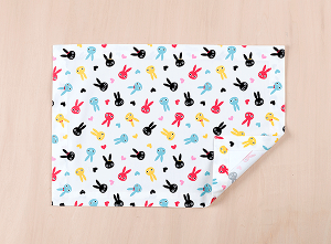 ランチョンマット  ランチクロス 縦32cm横46cm 生成りうさぎ 額縁仕立て 子供・キッズ用 名札(氏名票)つき ネーム 幼稚園・小学校・給食用ナフキン 布製 入園 入学