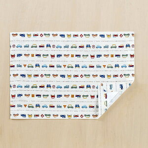 ランチョンマット  ランチクロス 縦32cm横46cm クラシックカー生成り436 額縁仕立て 子供・キッズ用 名札(氏名票)つき ネーム 幼稚園・小学校の給食時にお薦め 布製 入園・入学