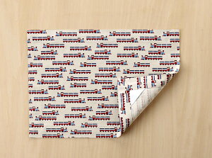 ランチョンマット  ランチクロス 縦26cm横37cm赤汽車  額縁仕立て 子供・キッズ用 名札(氏名票)つき ネーム 幼稚園・小学校・給食用ナフキン 布製 入園・入学準備
