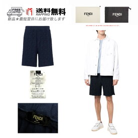 FENDI フェンディ ハーフ バミューダ パンツ リゾート FF ロゴ イタリア製 FB0689A9RKF0QG3 新品 ★ BLUE NAVY