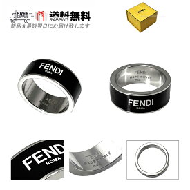 FENDI フェンディ リング RING 指輪 ロゴ レタリング メンズ イタリア製 7AJ721 TL9 F0GEP 新品 ★ ブラック × シルバー L069-