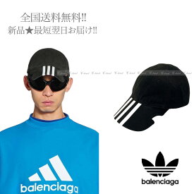 BALENCIAGA × ADIDAS バレンシアガ アディダス コラボ キャップ 帽子 イタリア製 ユニセックス 新品 ★ 1077 ブラック