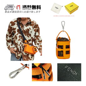 FENDI フェンディ チャーム キーチェーン キーホルダー BUCKET バケット レザー ロゴ イタリア製 7AS158AMADF1E2W 新品 ★ オレンジ L173..