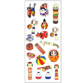 和風シール 和玩具 JP325 1シート 日本 おもちゃ toy ダルマ こけし 紙風船 コマ けん玉 こまねこ レターセット 手紙 奥山 オクヤマ ギフト お土産 プレゼント 学用品