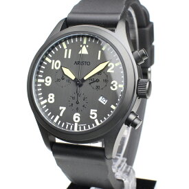 アリスト 腕時計 ARISTO ドイツ製 クォーツ クロノグラフ ME5030-44VA RONDA5030 PVDブラック GRAY BC317