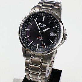 BOCCIA TITANIUM ボッチア チタニュウム 腕時計 3643-04 メンズ BLACK ソーラー ドイツ時計 送料無料 ブランド