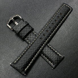 ヒルシュ 腕時計ベルト HIRSCH カーボン ブラック アビエ式バネ棒付き 18mm 20mm 22mm 時計ベルト バンド 腕時計用 時計 送料無料