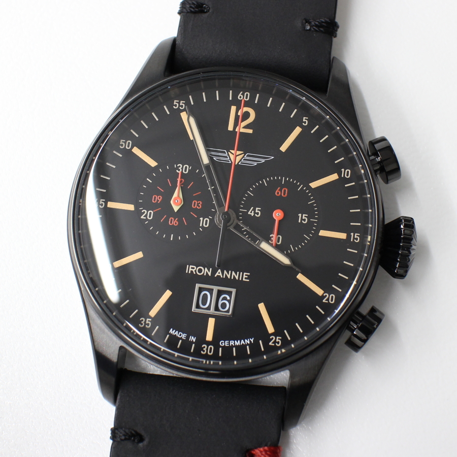アイアンアニー 腕時計 IRON ANNIE FLIGHT CONTROL 5184-2QZ BLACK クォーツ クロノグフ ドイツ時計 送料無料 ユンカース JUNKERS メンズ ブランド