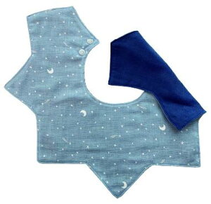 Lien de famille リバーシブル ギザギザ よだれかけ スタイ ギフト 新生児 赤ちゃん用 男の子 女の子 リヤンドファミーユ 出産祝い おしゃれ かわいい パイル 日本製 星柄【よだれかけ】