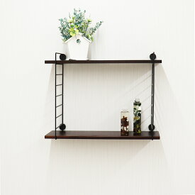壁掛けラック 45cm 棚板2枚 ロングワイヤー ブラック frei 日本製 ウォールラック ディスプレイ 壁掛け 壁面ラック 木製 壁面収納 木 ラック シェルフ 飾り棚 おしゃれ ワイヤーシェルフ 壁につけれる棚 賃貸でも安心な3点ピン使用 送料無料
