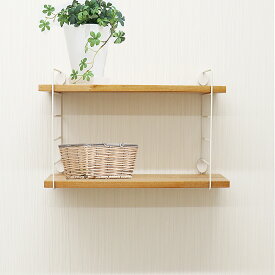 壁掛けラック 45cm 棚板2枚 ショートワイヤー ホワイト frei 日本製 ウォールラック ディスプレイ 壁掛け 壁面ラック 木製 壁面収納 木 ラック シェルフ 飾り棚 おしゃれ ワイヤーシェルフ 壁につけれる棚 賃貸でも安心な3点ピン使用 送料無料