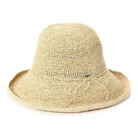 カブロカムリエ CabloCamurie 帽子 レディース 春 夏 麦わら帽子 細編みでシンプル可愛い つば広 ハット ストローハット UVケア フリーサイズ 【専用あごひも対応】