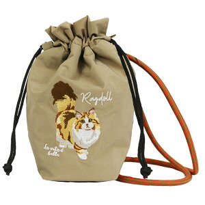 アニマル刺繍コードショルダーバッグ ショルダー 巾着 きんちゃくバッグ かわいい おしゃれ アニマル刺繍 刺繍 高見え ナイロン 軽い 散歩 サコッシュ ミニショルダースマホショルダー シ