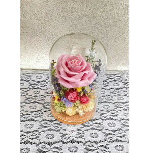 【アレンジメント】 ドームローズ ピンク 001 フラワー ドーム バラ フラワーアレンジメント ドーム型 ギフト プレゼント 枯れない花 誕生日 豪華 おしゃれ フラワーギフト そのまま飾れる