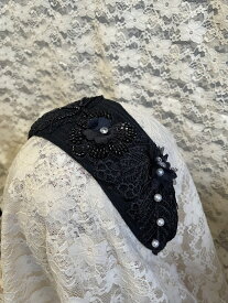 【レースデコレーションのカチューシャ】ブラック