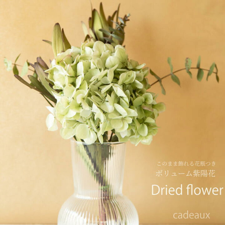 楽天市場 送料無料 Flower Gift このまま飾れる気の利いた贈り物花瓶も紫陽花のドライフラワーフラワーアレンジメント 誕生日プレゼント記念日母の日 贈り物のお店 カドゥ Cadeaux