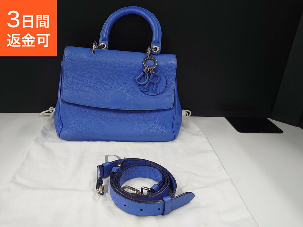 【ポイント5倍&3000円OFFクーポン】 ディオール ビーディオール 準美品 Dior 2WAYバッグ カーフスキン(牛) ブルー レディース【中古】