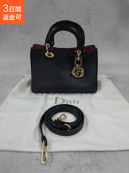 【ポイント5倍＆5000円OFFクーポン】 ディオール ディオリッシモ 準美品 Dior 2WAYバッグ カーフスキン ブラック レディース【中古】