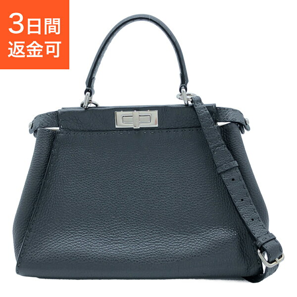 【ポイント5倍&3000円OFFクーポン】 フェンディ ピーカブー  FENDI 2WAYバッグ カーフスキン(牛) グレー レディース【中古】