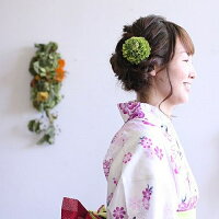 小さいダリアの髪飾り【くすんだ緑】【ヘアピン付】
