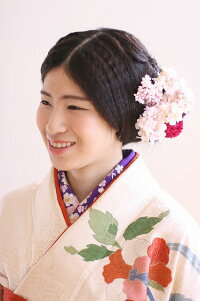 ライラックの髪飾り【白×ピンク】【5本セット】【コサージュケース付】【成人式に着物と相性の良い花アクセ】【花嫁さんの白無垢の花飾り】【ウェディングドレス】