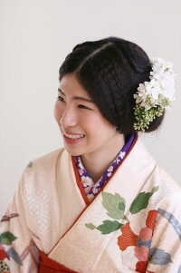 ライラックの髪飾り【白×ピンク】【5本セット】【コサージュケース付】【成人式に着物と相性の良い花アクセ】【花嫁さんの白無垢の花飾り】【ウェディングドレス】