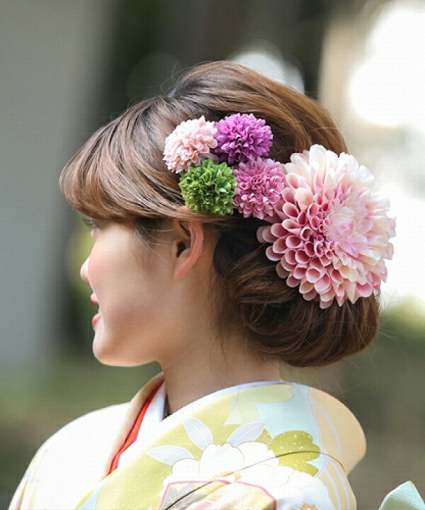 楽天市場 小さい菊の髪飾り Uピン付 全9色 七五三用にちょこっと小さな花飾り 結婚式 成人式 着物と相性の良い小さな菊 パステル色 大人も使えるスモーキー色 Poulpesympa