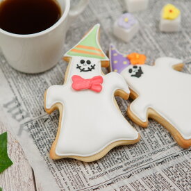 HAPPY HALLOWEEN!!メッセージ入り【おばけ(大)】アイシングクッキー 名入れ クッキー ハロウィン　Halloween プチギフト かわいい お菓子 個包装 プレゼント