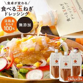 【ご家族におすすめ】パウチ 3本 ドレッシング 玉ねぎ 淡路島 【食べる玉ねぎドレッシング 玉ねぎ 240g 3本 パウチ】 淡路 20倍 無添加 玉葱ドレッシング サラダ カフェ レシピ ピクニック 野菜 詰め合わせ プチギフト 美味しい 調味料 パウチ 240g