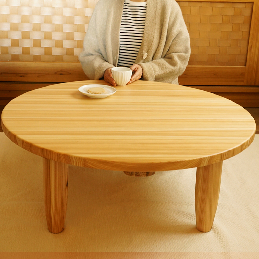 楽天市場】ローテーブル ちゃぶ台 国産杉 無垢材 リビングテーブル 丸