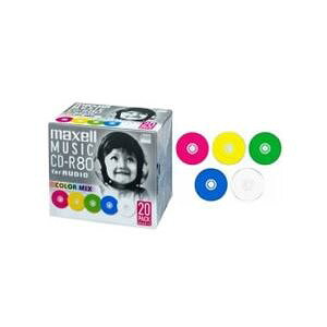 Maxell ���y�pCD-R 80�� �J���[���[�x�� 20���p�b�N 1�����v���P�[�X����(5mm�P�[�X) CDRA80MIX.S1P20S [21]