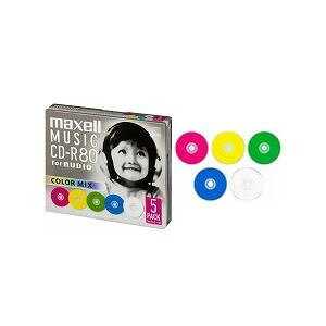 Maxell ���y�pCD-R�A�^������80���A�J���[���[�x���A5���p�b�N�A1�����v���P�[�X���� CDRA80MIX.S1P5S [21]