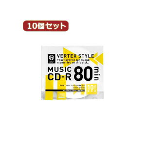 10�Z�b�g VERTEX CD-R�iAudio�j 80�� 10P �C���N�W�F�b�g�v�����^�Ή��i�z���C�g�j 10CDRA.80VX.WPX10 [21]