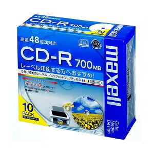 (�܂Ƃ�) �}�N�Z�� �f�[�^�pCD-R 700MB �z���C�g���C�h�v�����^�[�u�� 5mm�X�����P�[�X CDR700S.WP.S1P10S 1�p�b�N(10��) �y×10�Z�b�g�z [21]
