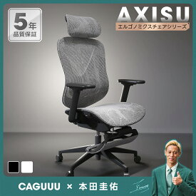 【全商品5%OFF+P5倍】CAGUUU アクシスエルゴライト 人間工学オフィスチェア ワークチェア メッシュ 椅子 本田圭佑 チェア パソコンチェア デスクチェア 疲れにくい 腰痛 フットレスト ヘッドレスト 可動 昇降 高耐荷重 190kg PCチェア イス ゲーミングチェア