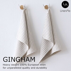 リネンミー LinenMe リネン ハンドタオル キッチンクロス ふきん 布巾 ギンガム ナチュラル 46 x 72 cm リネン100% リトアニア製
