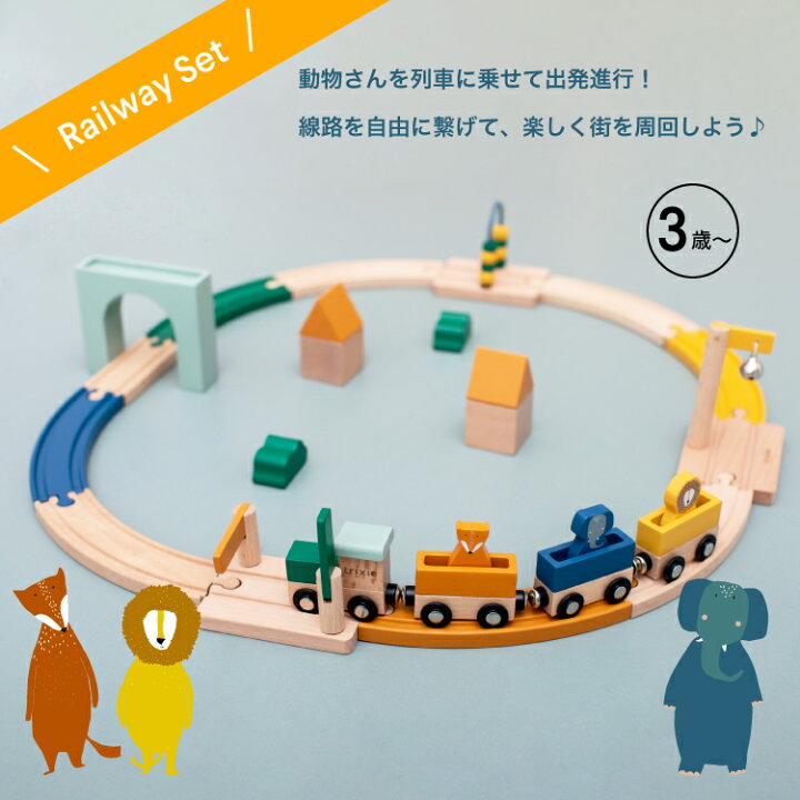 楽天市場】レールセット レール 電車 おもちゃ 木のおもちゃ 木製 
