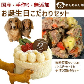 わんちゃんお誕生日こだわりセット 愛犬のお祝いケーキ 米粉豆腐クリームバースデーケーキと手作り 犬用ごはん 馬肉とさつま芋のジャーマンポテトのセット