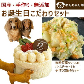 わんちゃんお誕生日こだわりセット 愛犬のお祝いケーキ 米粉豆腐クリームバースデーケーキと手作り 犬用ごはん 鶏肉の雪下人参クリームシチューのセット