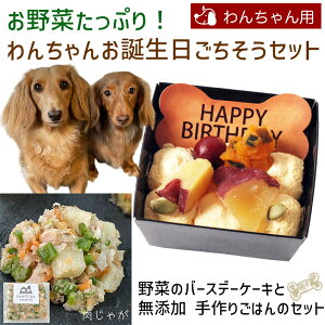 お野菜たっぷり!わんちゃんお誕生日ごちそうセット 野菜のバースデーケーキと手作り 犬用ごはん 肉じゃがのセット 送料無料(※一部地域除く)