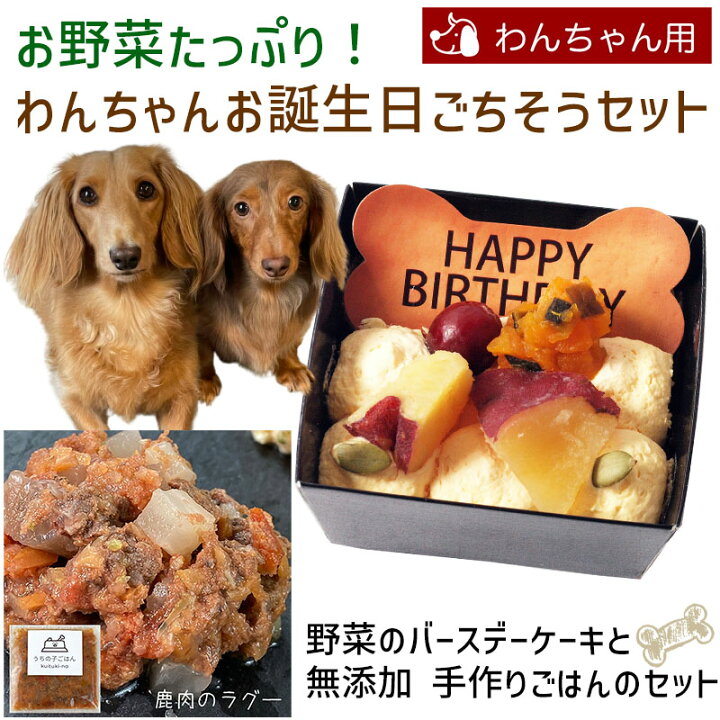 楽天市場 お野菜たっぷり わんちゃんお誕生日ごちそうセット 野菜のバースデーケーキと手作り 犬用ごはん 鹿肉のラグーのセット 送料無料 誕生日 ケーキのお店ケベック