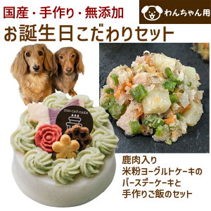 わんちゃんお誕生日こだわりセット 愛犬のお祝いケーキ 鹿肉入り米粉ヨーグルトケーキと手作り 犬用ごはん 肉じゃがのセット