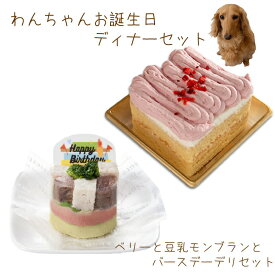 わんちゃんお誕生日ディナーセット ベリーと豆乳のモンブランとバースデーデリのセット 送料無料 犬用バースデーケーキ