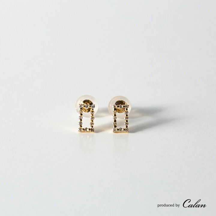 楽天市場】K10YG ダイヤモンドピアス 0.08ct スクエア 日本製  
