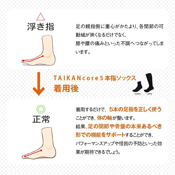 楽天市場】特許技術 T A I K A N c o r e 5 本指ソックス ショート 