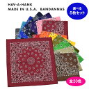 ＼楽天ランキング1位獲得／　1枚640円 ハバハンク HAV-A-HANK バンダナ5枚セット お得 まとめ買い アメリカ製 ペイズリー メンズ レディース ユニセックス 男女兼用 MADE IN USA 綿100％ コットン 大判 ハンカチ 三角巾 アウトドア レジャー スカーフ メール便 送料無料
